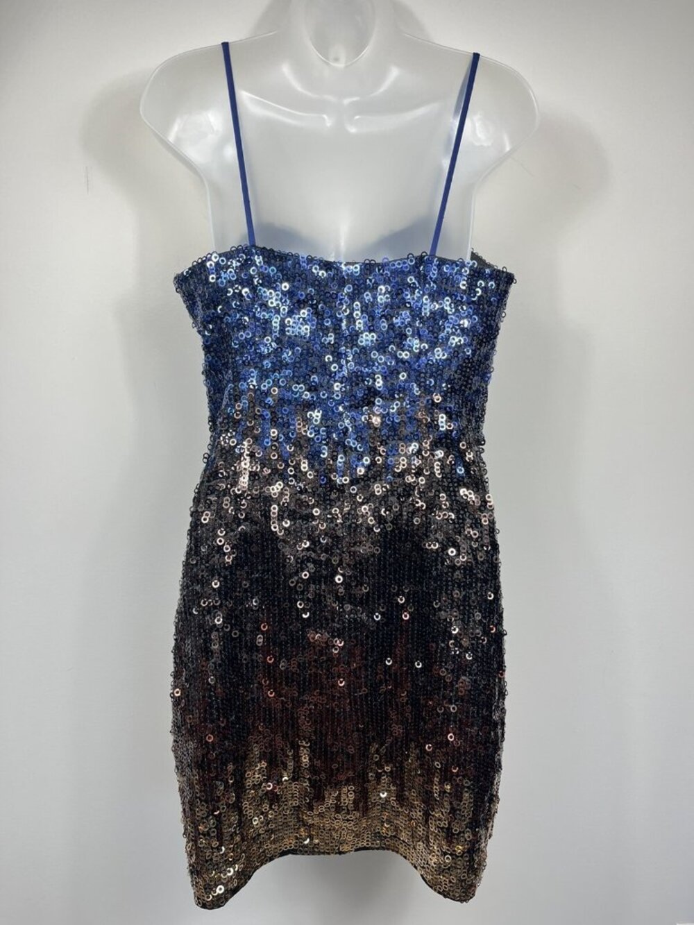 Vintage Jolene Dress Womens 10 Blue Sequin Ombre Sleeveless Mini Y2K Taylor - Picture 6 of 11